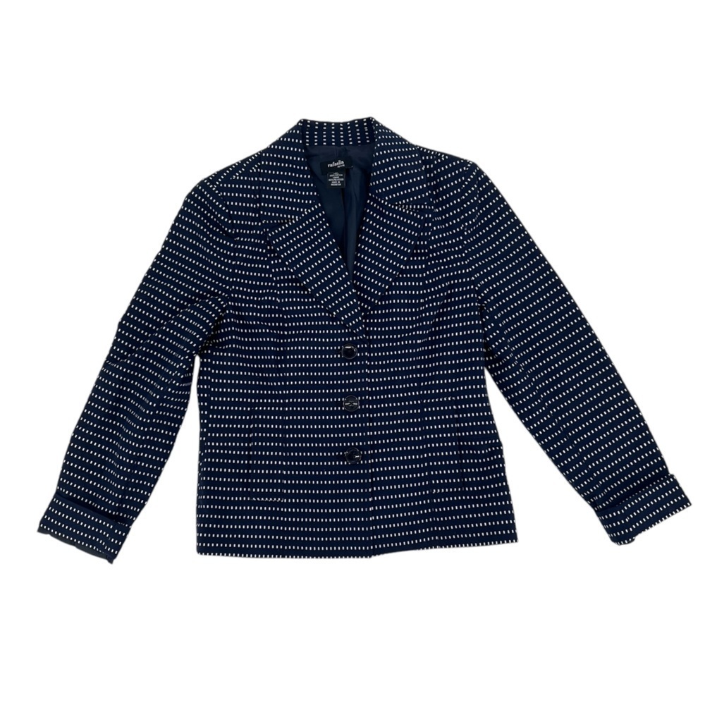 Rafaella Navy Blue White Lined Blazer Size 6 Petite Women's
